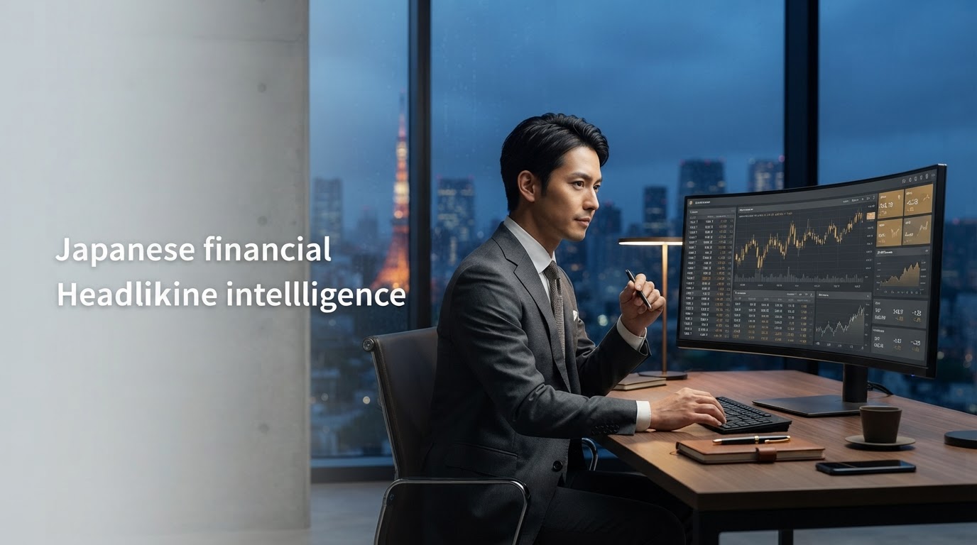 SmartInvestのAI市場解析ダッシュボードをイメージした暗色系のデータビジュアライゼーション